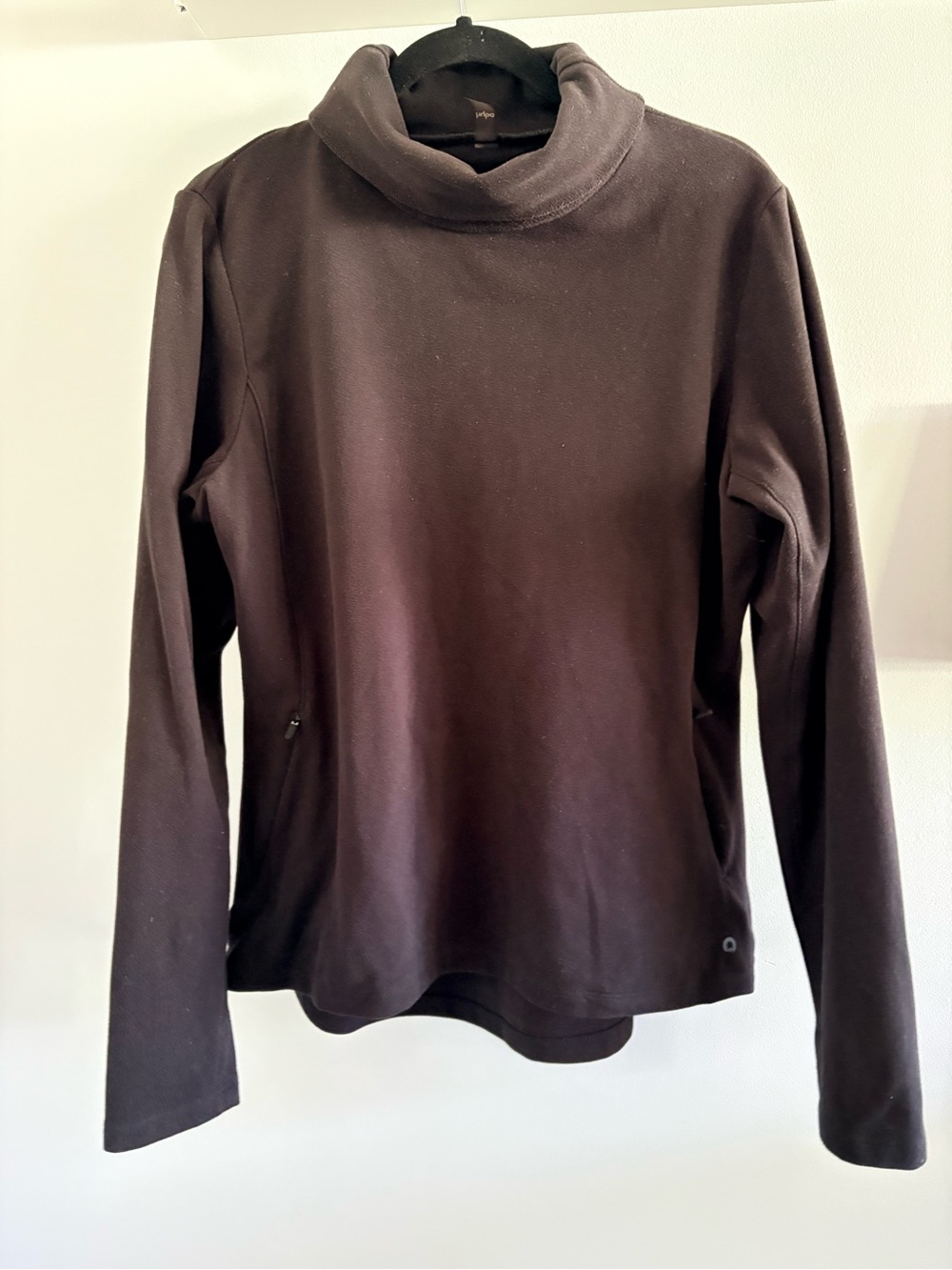 HYBA Black Funnel Neck Long Sleeve Pullover
